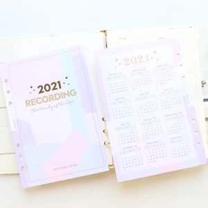 Милый календарь Domikee на 2021 год, индексный разделитель на 6 колец, планировщик, блокнот-органайзер, канцелярские принадлежности A5A6