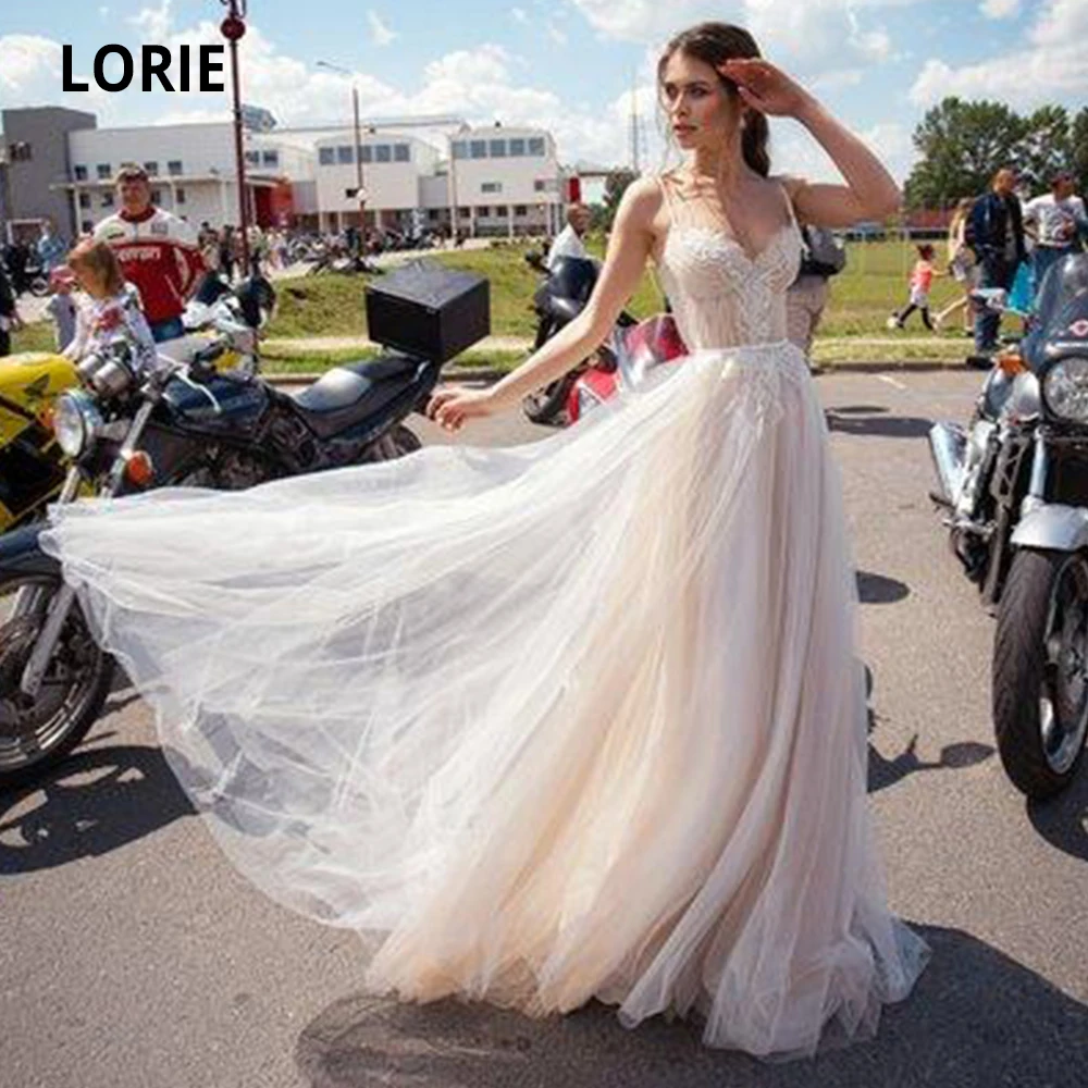 LORIE 2020 свадебное платье в стиле бохо ТРАПЕЦИЕВИДНОЕ из фатина с кружевной