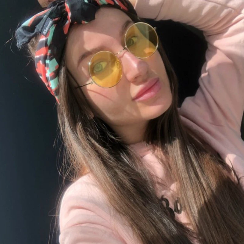 Модные разноцветные Круглые Солнцезащитные очки в стиле ретро женские