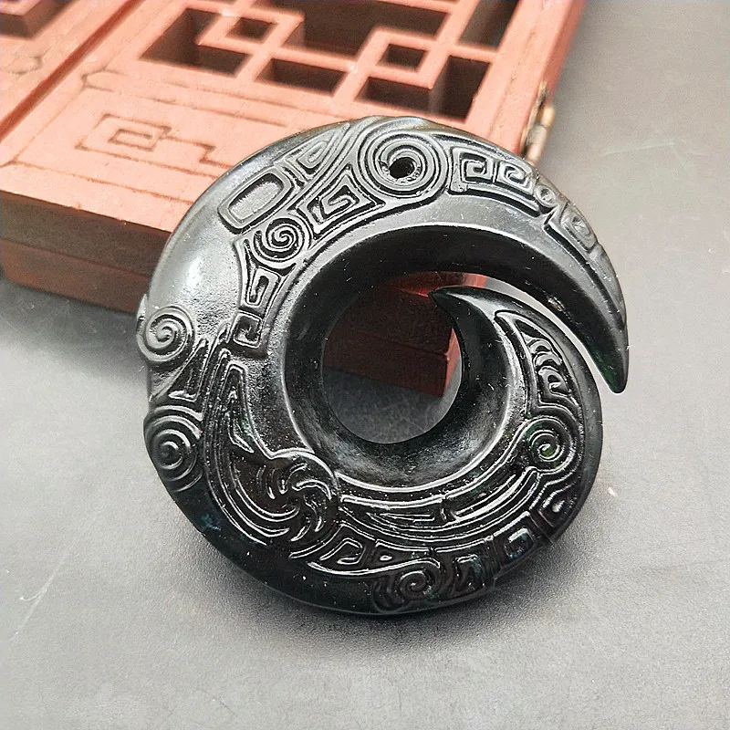Natrual Hetian Dark Green Jade Pendant Necklace Jewelry For Men Gift Buddhist Lucky | Украшения и аксессуары
