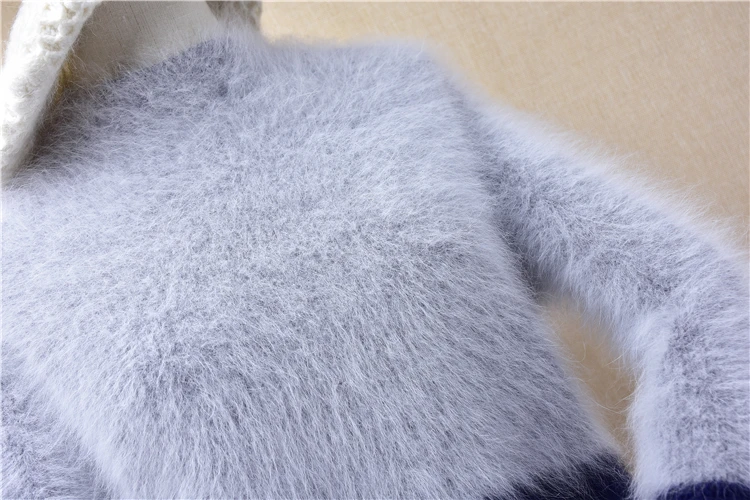 

ladies women fashion color hairy fluffy mink cashmere short style crop top loose pullover women winter angora fur jumper sweater