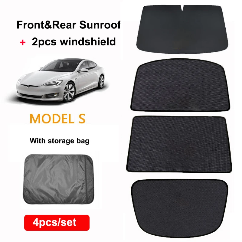 

2021 Sunshade Sunroof For Tesla Model S Sunscreen Foldable Mesh UV Insulation Models Skylight Shade Modified Auto Car Accessory