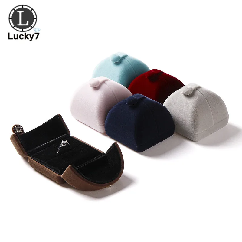 Оптовая продажа бархатная шкатулка для колец с двумя кнопками ювелирных изделий