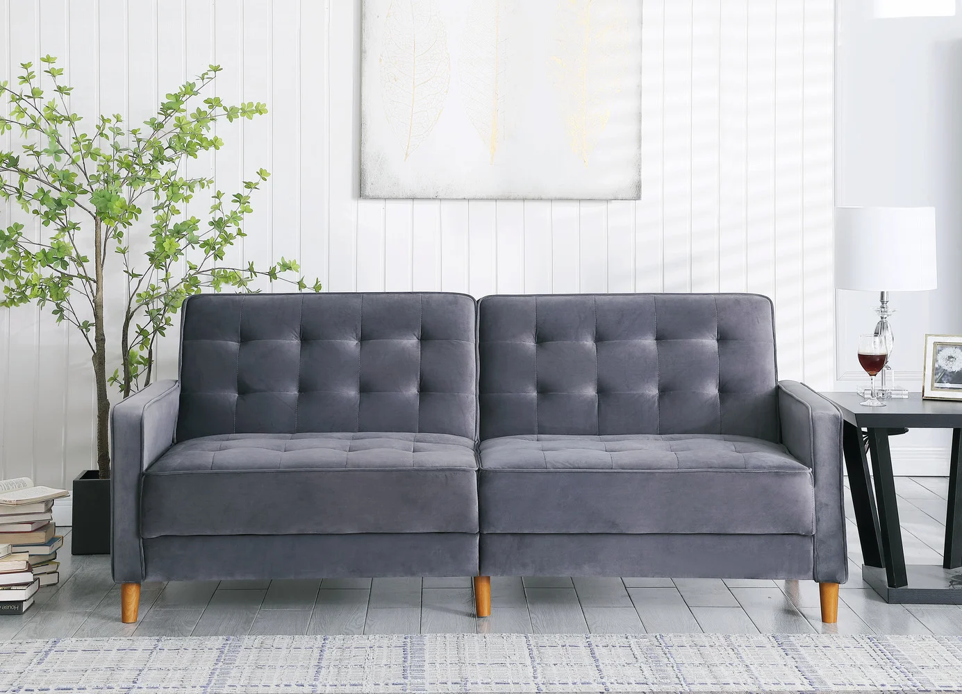 

Современный диван-кровать Loveseat с квадратными ножками, современный бархатный диван-кровать с мягкой обивкой (78 "lx37" wx34 "h), 3 регулируемых полож...