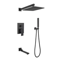bathroom shower two functions square faucet set black shower head mixer tap rainfall hand shower faucets