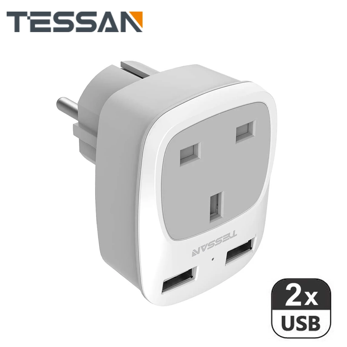 

TESSAN England to Germany Adapter with 2 USB Ports (2.4A), 3 in 1 UK Travel Adapter with UK Plugs (Type G), for Phone, Tablet