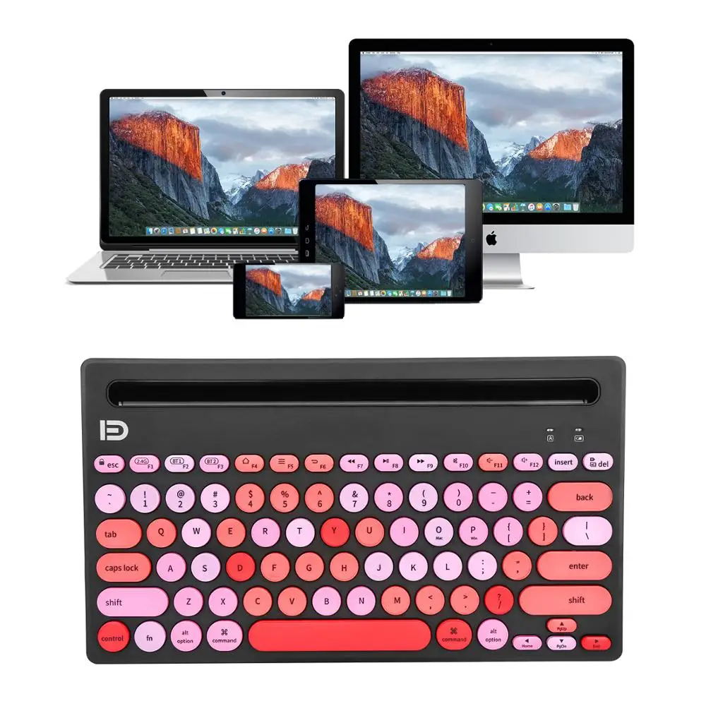 

2.4G Bluetooth Dual Mode FD Wireless Keyboard Typewriter Round Keys For PC Laptop Smatphone
