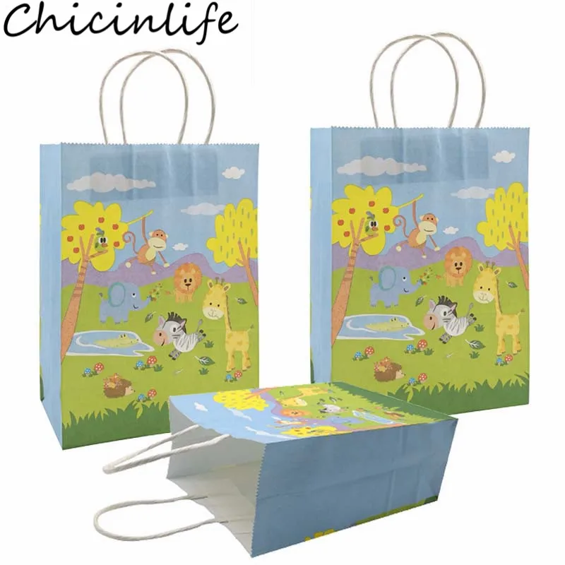 Chicinlife 5 шт. бумажные мешки для сафари животных с Львом днем рождения подарочная