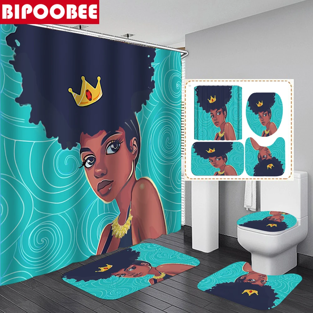 Африканская занавеска для душа влюбленных женщин в афроамериканском стиле