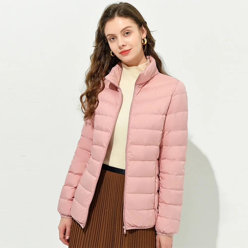 Winter White Duck Down Warm Down Jacket Women Jacket Stand-up Collar Bubble Jacket Elegant Solid Color Long 2021 French Jacket