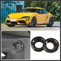 for 2019 2022 toyota gr supra mk5 a90 real carbon fiber car door horn decorative ring cover sticker interior parts 2 piece set