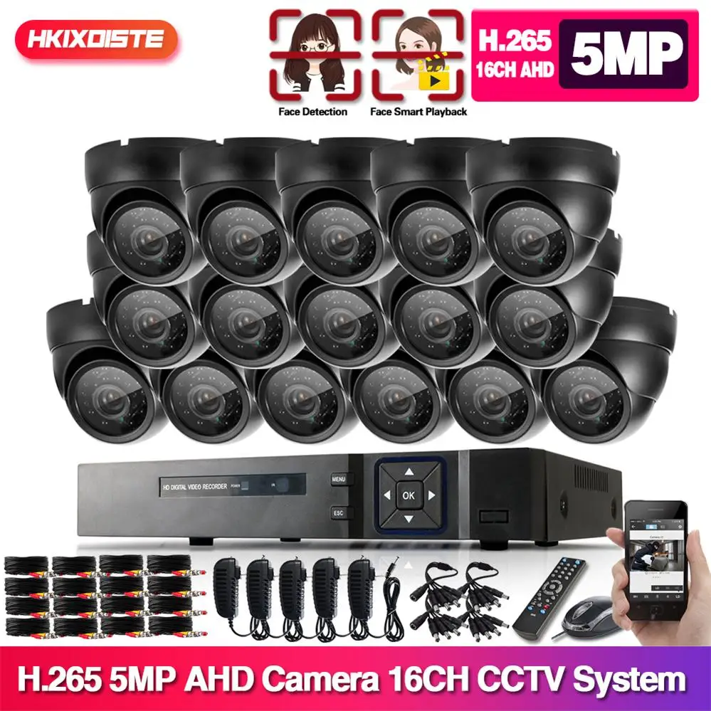 16 каналов 5 Мп Lite в 1 CCTV DVR HD 1080P шт. TVI камера безопасности с пассивным ИК датчиком IP66