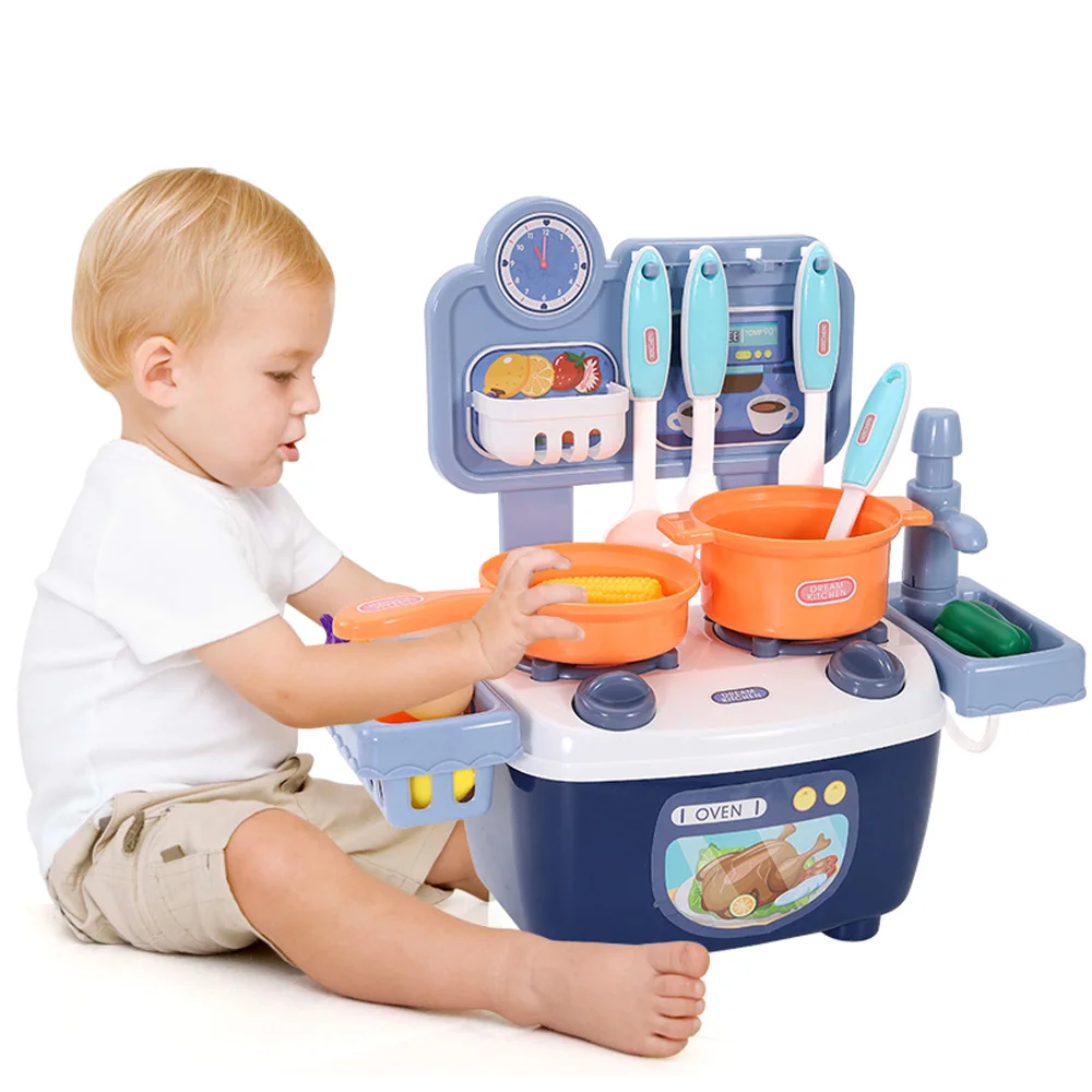 

26 Pcs Set Simulation Kitchen Toy With Light And Sound Pretend Playing Cooking Children Early Education Toys For Baby Girl Gift