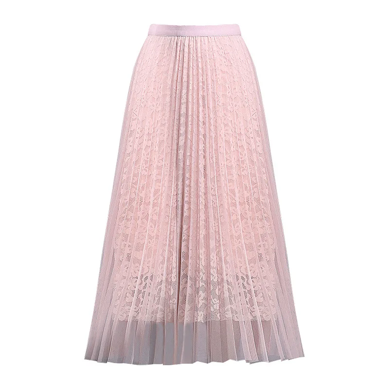 

2021 Summer New Women'S Half-Length Skirt Lace Pleated Korean Version Of The High-Waisted A-Line Skirt Mori Girl