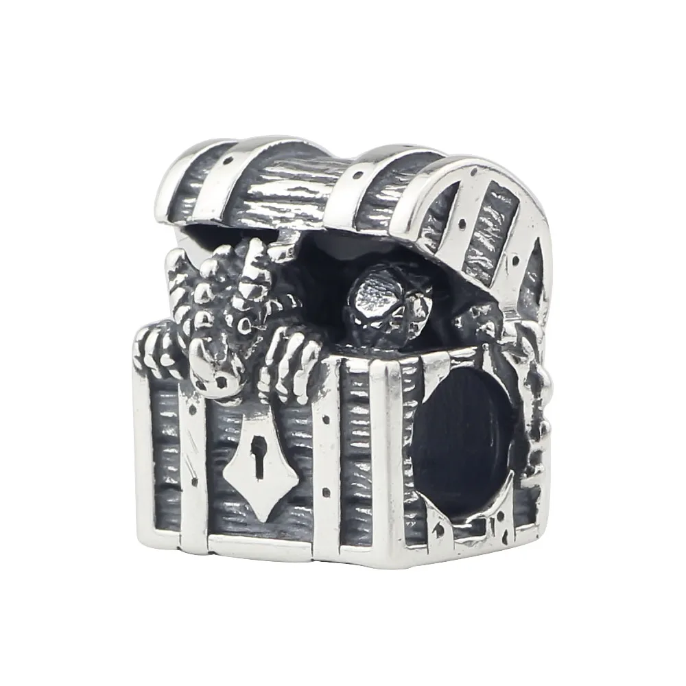 Authentic 925 Sterling Silver Box Dragon Charm Beads Fits European Troll Bracelet Jewelry |