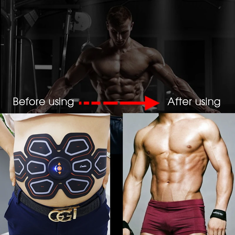 YOUKE ABS EMS стимулятор мышц для мужчин, тренажер для мышц брюшного пресса, умный фитнес Электрический массажер для тела, перезаряжаемый пояс для талии