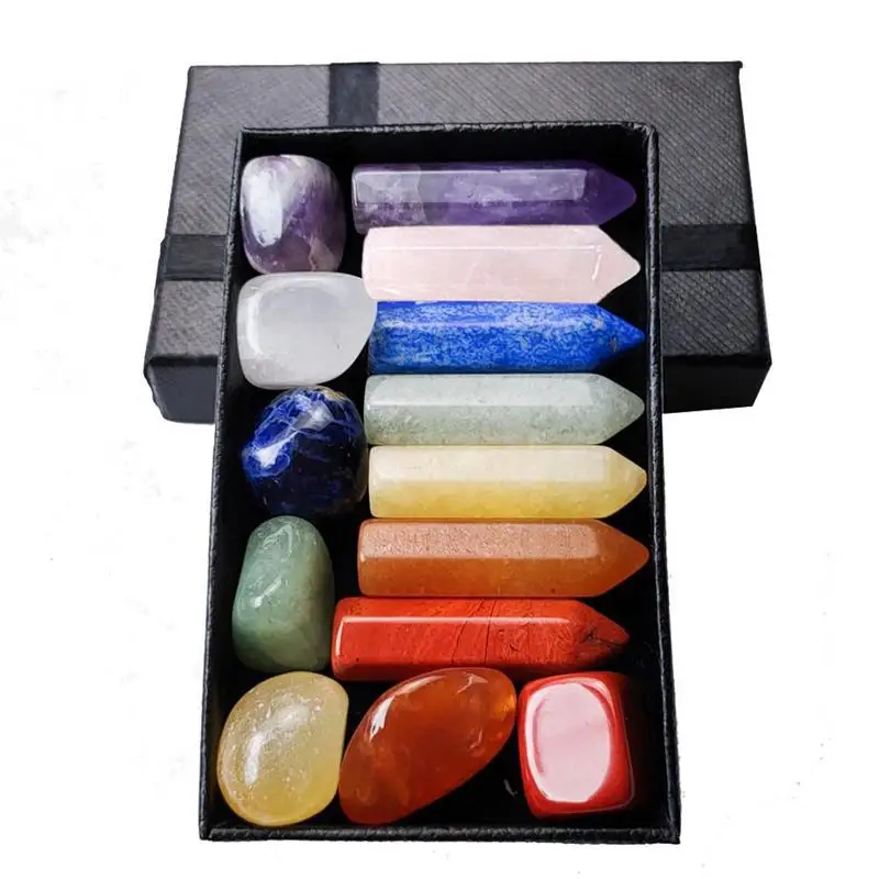 Комплект семь чакр шестигранная колонна энергетический камень набор из