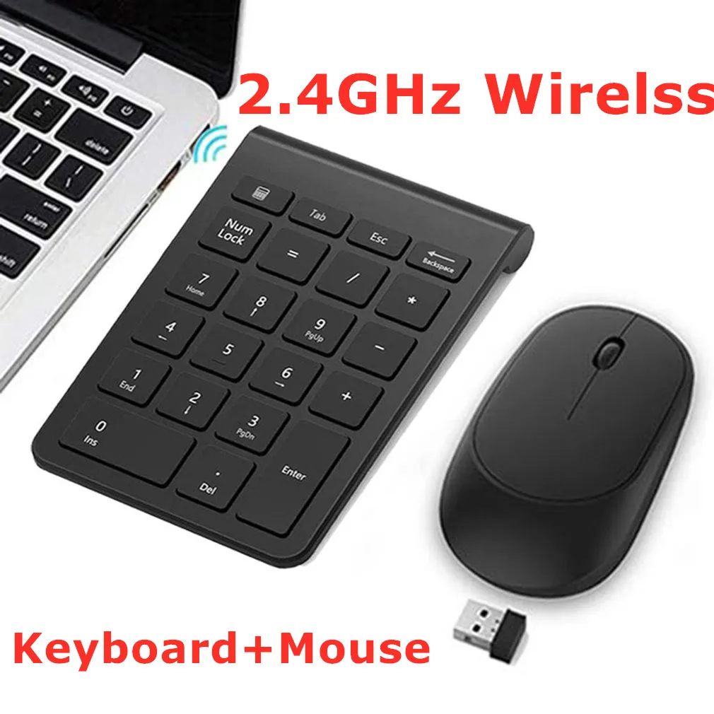 

Wireless Number Pad Numeric Keypad+Mouse Set 22 Keys 2.4GHz Financial Accounting Wireless Number Keyboard for Laptop PC Notebook