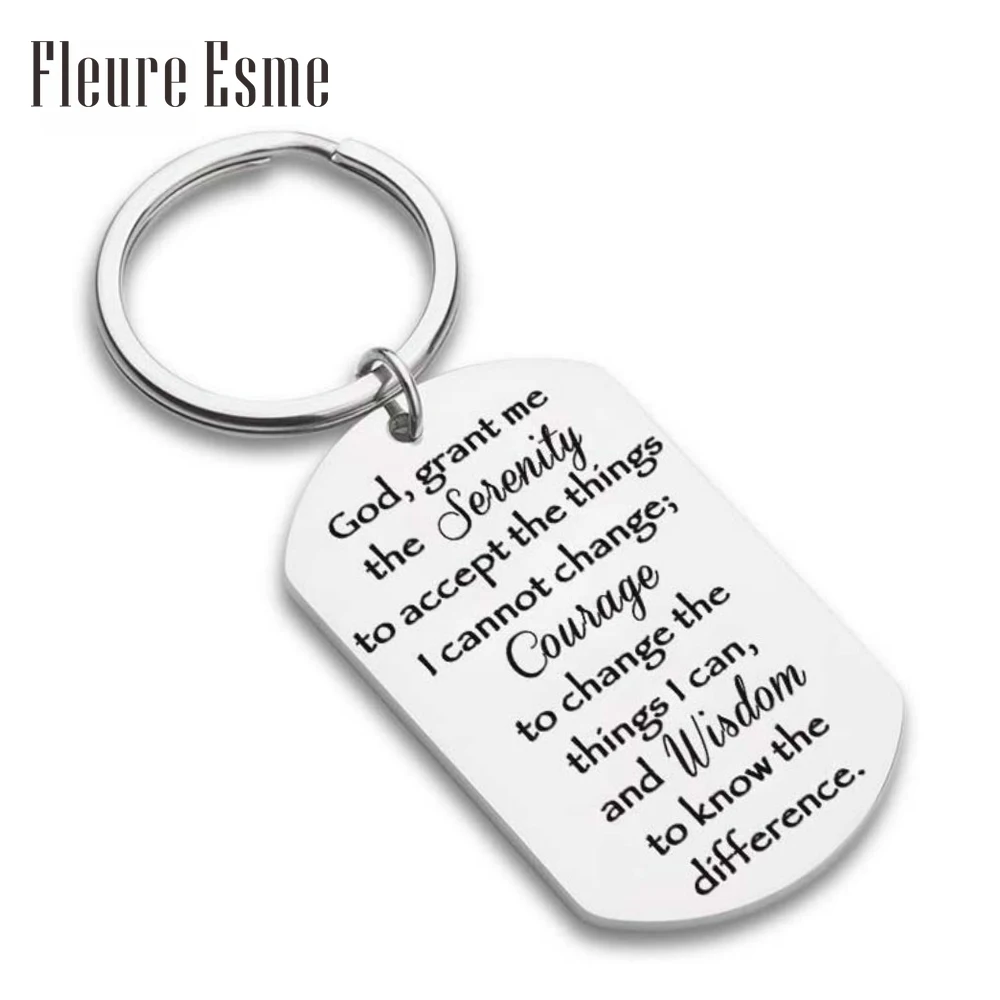 

Christian Keychain Serenity Prayer Gift Sobriety Recovery Gifts AA Gift Religious Gift for Woman Men Teen Boy Girls Key Ring