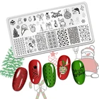 Трафарет Beautybigbang из нержавеющей стали для дизайна ногтей, пластина для самостоятельного нанесения изображения рождественской елки, снега, подарка, конфет, шаблон для нейл-арта