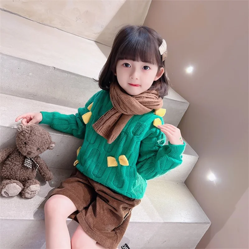 

Girl Sweater Kids Outwear Tops 2022 Plus Thicken Warm Winter Autumn Knitting Woolen Cotton Overcoat Children Clothing