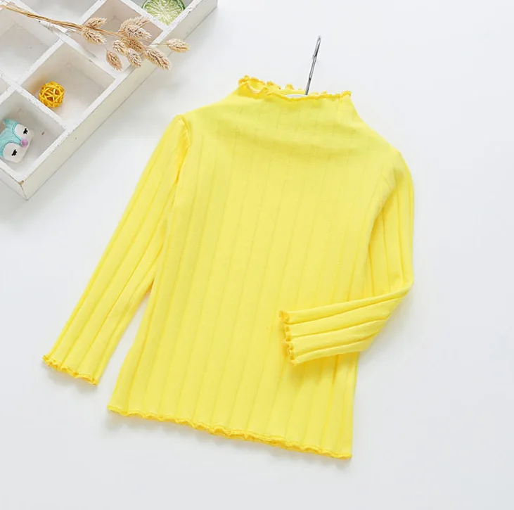 yellow Г. Топы для девочек, детская весенне-осенняя одежда Детские футболки для маленьких девочек, футболки с длинными рукавами полосатые, черные, синие, яркие - Цвет: yellow