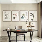 Классическая китайская каллиграфия на холсте, винтажная живопись, домашний декор, постеры с цветами орхидеи, зелеными растениями, картина на стену из бамбука