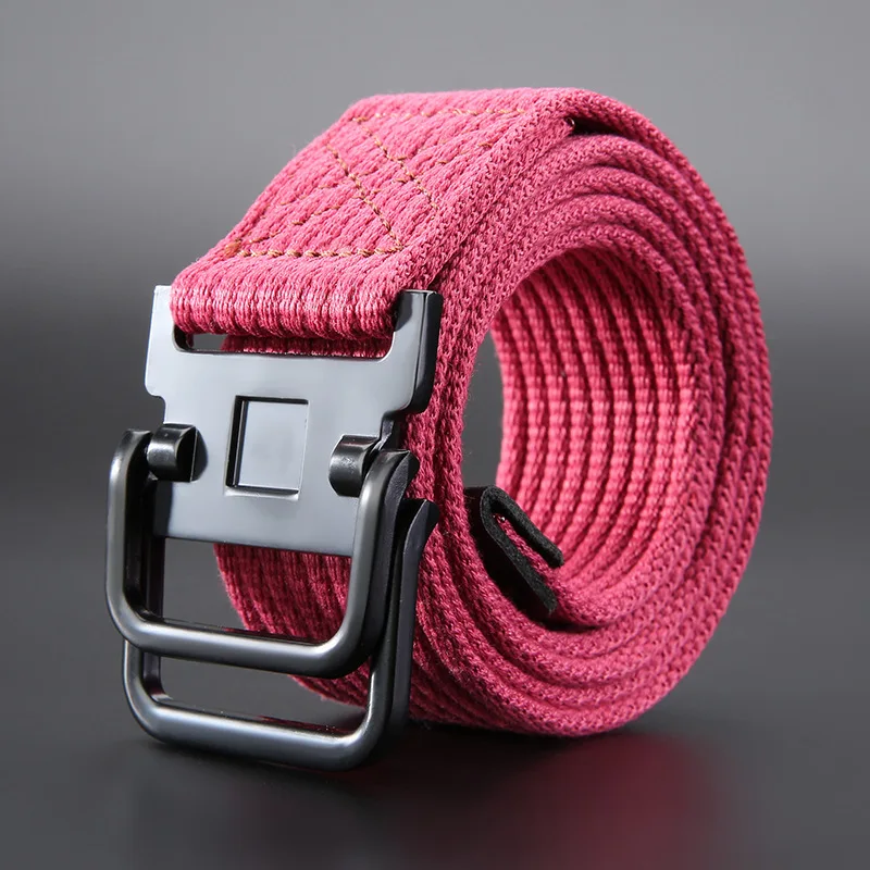 

New Design Unisex Double Buckle Tactical Belts Men Adjustable Stretch Canvas Belts Women Elastic Strap Belt for Pants Jeans