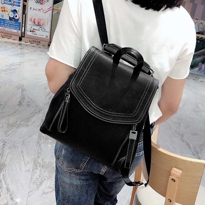 Многофункциональный модный женский рюкзак из натуральной кожи элегантный