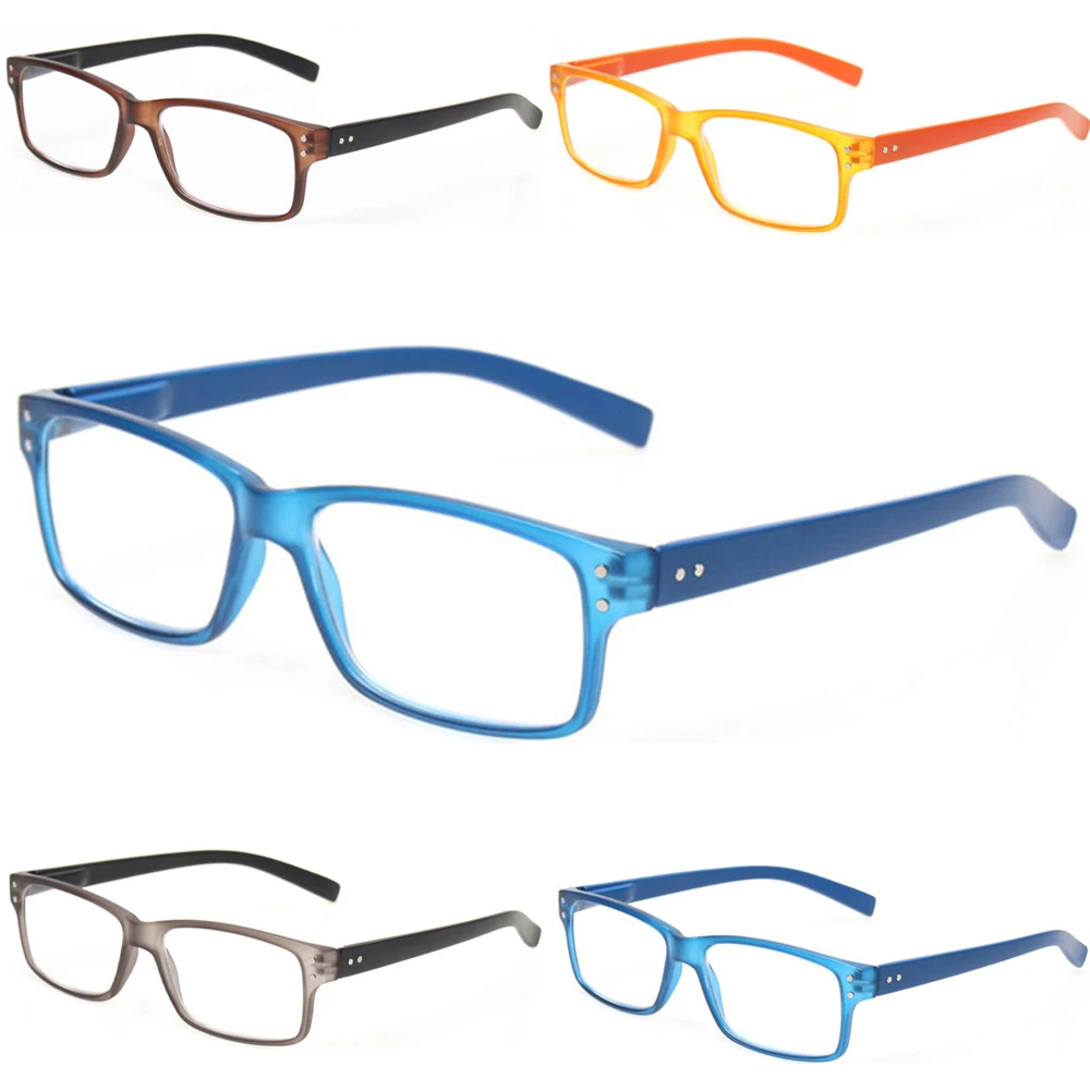 

Henotin Spring Hinge Reading Glasses Men Women Rectangular Plastic Frame HD Reader Prescription Eyeglasses Diopter +0.5+4.0+6.0