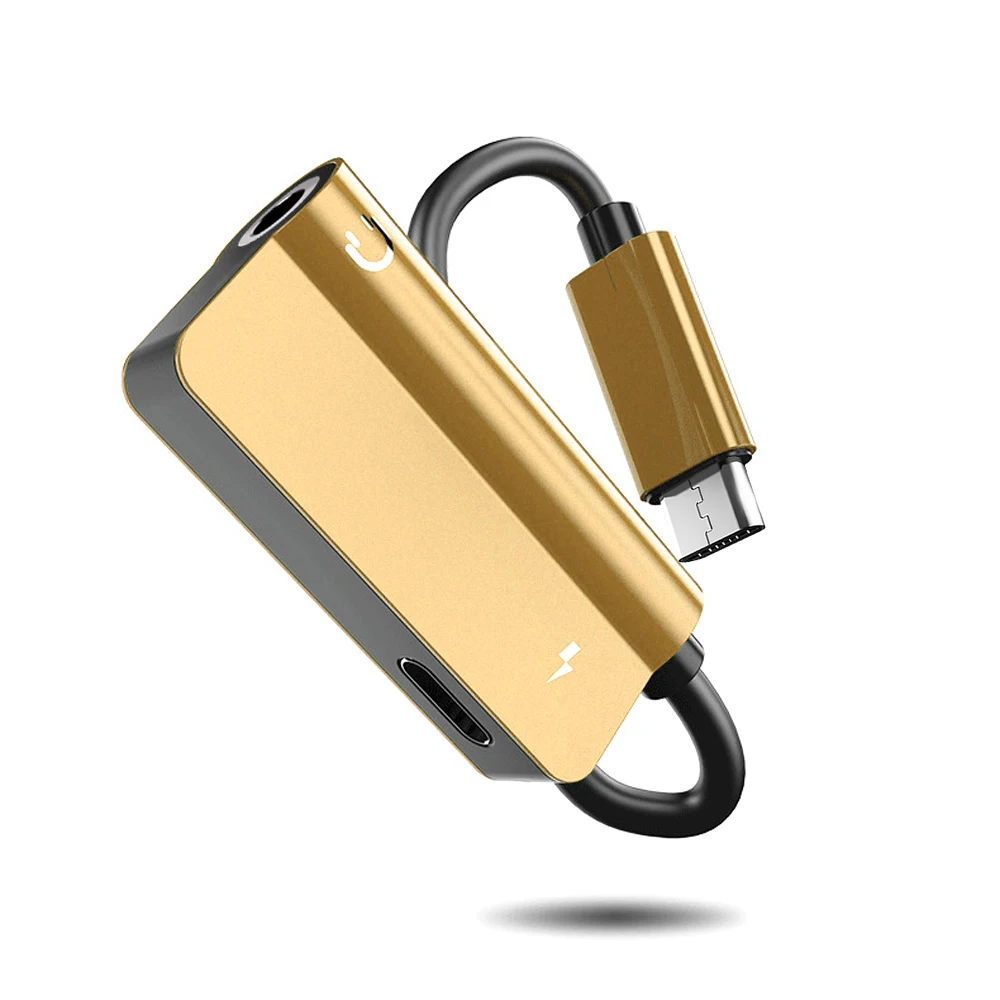 2 в 1 USB C адаптер для наушников типа C+ 3,5 мм разъем аудио USB C кабель адаптер конвертер Android телефон для huawei P20(N0820 - Цвет: Золотой