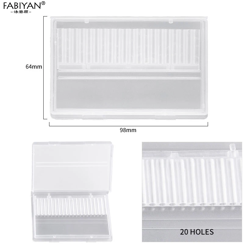1Pcs 20 Holes Подставка для Дисплей бор для дизайна ногтей ящик для хранения пудреница выставка пустой корпус, инструменты для маникюра, 10/20 Вт, 30 Вт, отверстия - Цвет: 1Pcs 20 Holes