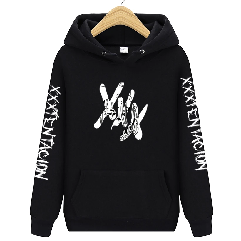 Мужская/Женская толстовка с длинным рукавом Harajuku капюшоном XXX Tentacion Повседневная