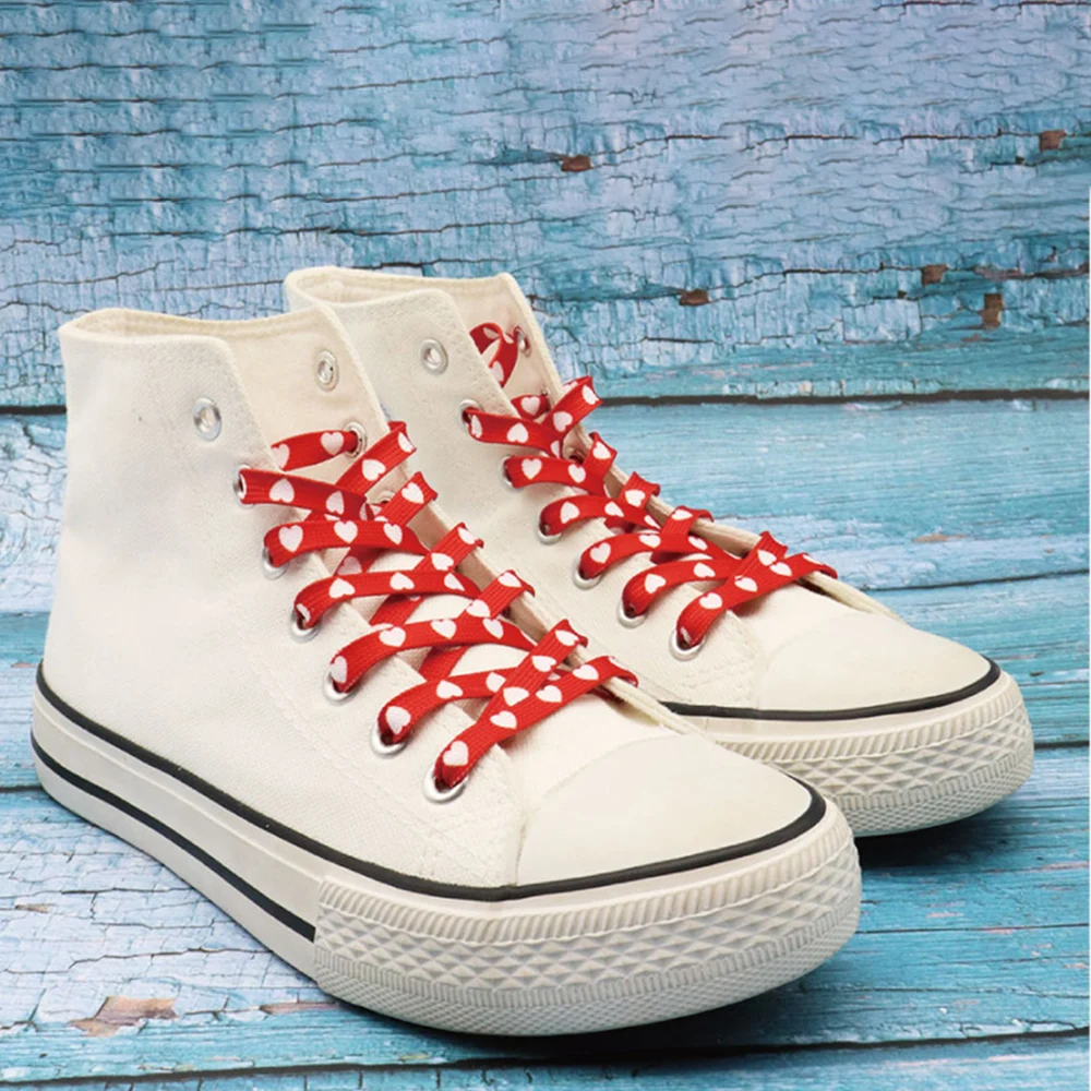 

New Print Sublimated Shoelaces Flat Printed Red White Heart Boot Laces Heat Transfer Shoe Laces For Flats Sneakers Shoe String