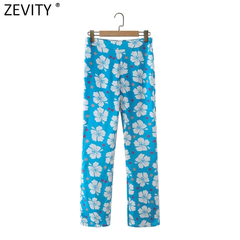

Zevity New Women Fashion Floral Print Slimming Flare Pants Office Lady High Side Zipper Fly Streetwear Long Trousers Mujer P1020