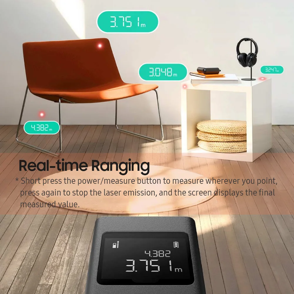 Цифровой лазерный дальномер Xiaomi Mijia высокоточный измерительный прибор в режиме