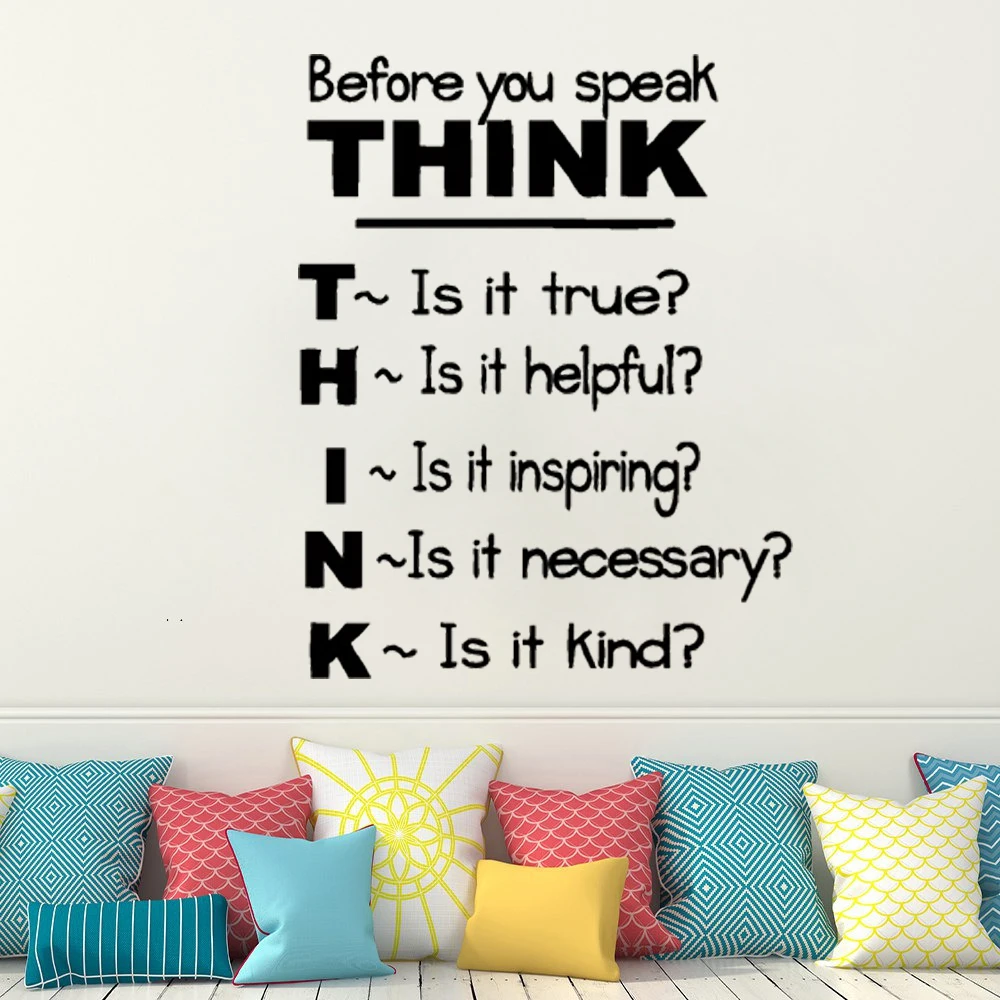 

Before You Speak Think Motivational Quotes Wall Decals Inspirational Saying Stickers Vinyl Classroom Study Room Decor HJ0484