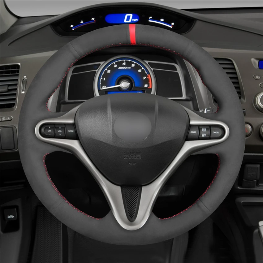 Оплетка на руль для Honda Civic 8 2006 2007 2008 2010-2011 черная замшевая 3 Спицы | Автомобили и