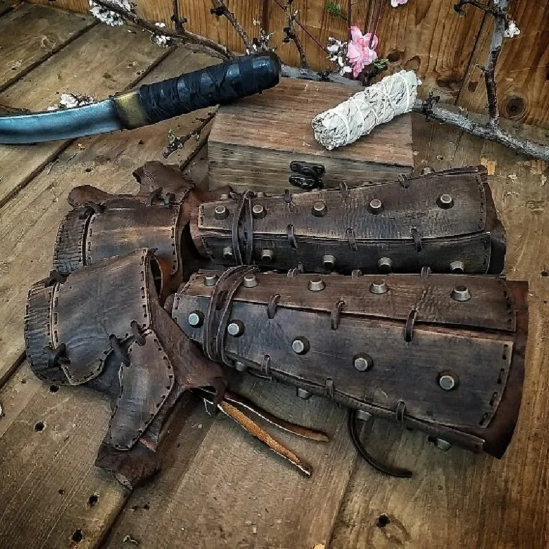 Мужские длинные кожаные манжеты в стиле стимпанк ронин самурайский браслет