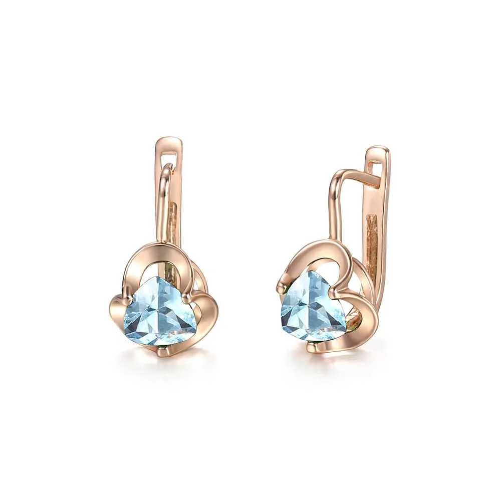 

New 585 Rose Gold Color Earrings for Women Ladies Girl Flower Green Blue Natural Zircon Dangle Earrings Party Jewelry GEM33