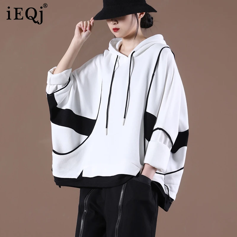 

IEQJ 2021 New Spring And Autumn Fashion Women Clothes Hoodies Pullover Pocket Loose Cozy Sweatshirt Female Top WP82000XL