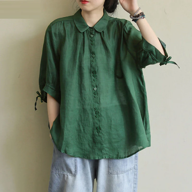 Новинка лета 2020 женская Свободная Повседневная рубашка с рукавом до локтя
