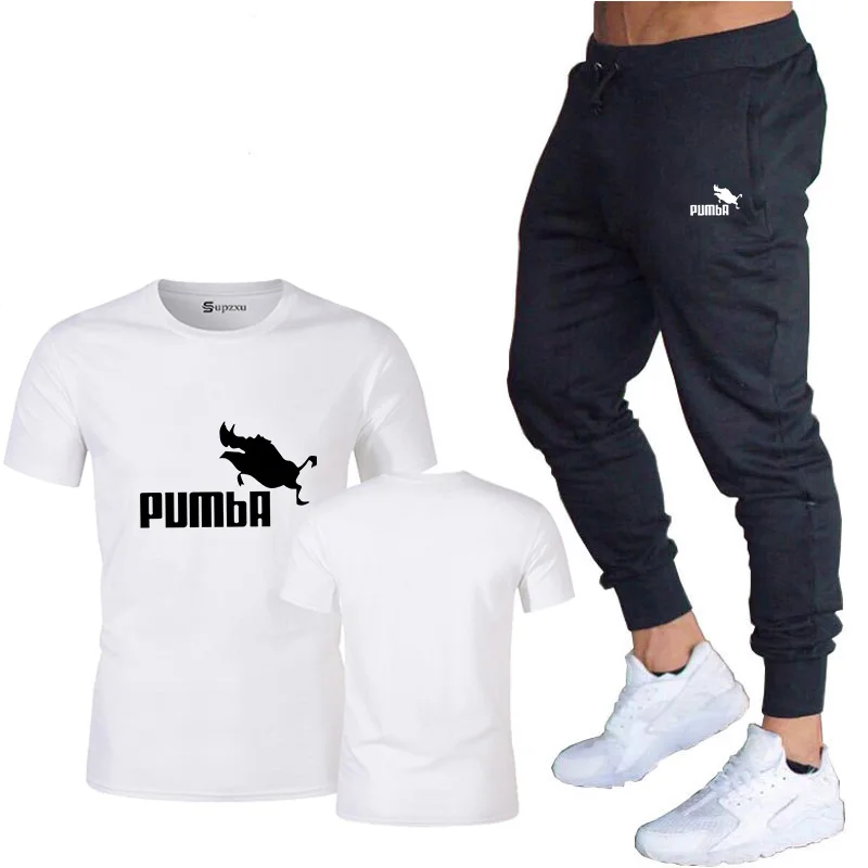 Новый летний тонкий мужской костюм с футболкой коротким рукавом одноцветная