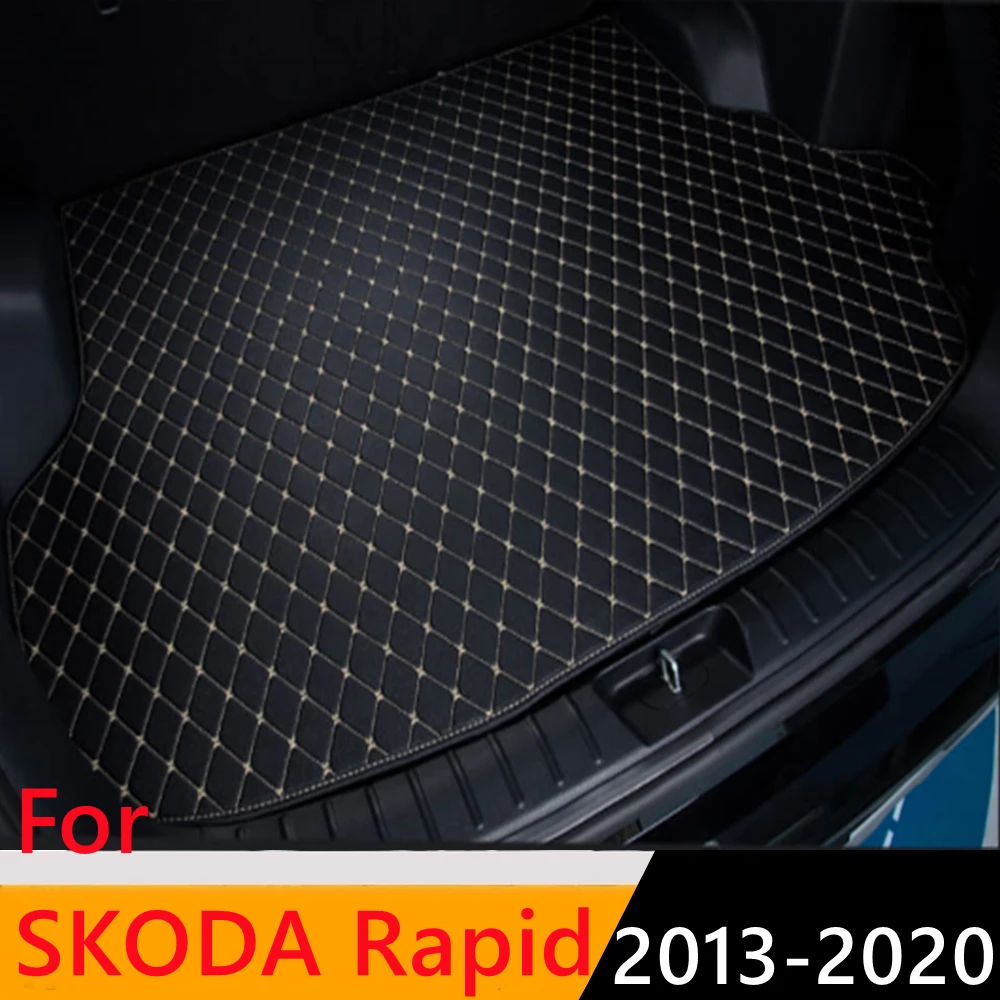 

Sinjayer Car AUTO Trunk Mat ALL Weather Tail Boot Luggage Pad Carpet Flat Side Cargo Liner Cover Fit For Skoda Rapid 2013-2020
