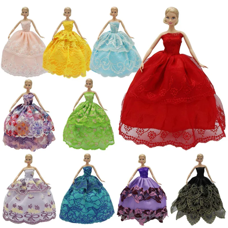 5Pcs Random Princess Ball Gown Elegant Layer Skirt Party Clothes Veil Long Wedding Evening Dress for Barbies Doll Accessories - купить по