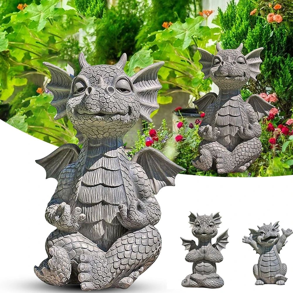 

2021 Fairy Statue Little Dinosaur Meditation Decoration Garden Garden Ornament Resin Craft Home Decor Garden Home Decoration