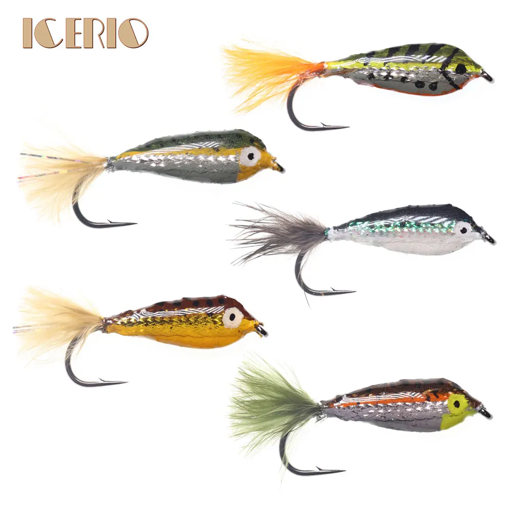 

ICERIO 3PCS Fish Streamer Epoxy Body Minnows Flies Trout and Brown Trout Fishing Fly Lure Bait #4