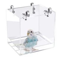 bird bath for cage portable transparent bird tube shower box with hooks no leakage design new cage accessory for budgerigarpara