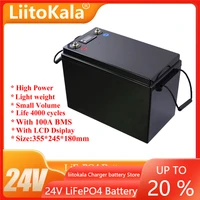 liitokala 24v 100ah 90ah 80ah lifepo4 battery power batteries for 8s 29 2v rv campers golf cart off road off grid solar wind