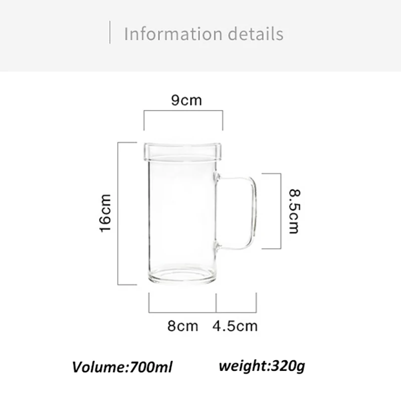 

Printed Letter Design Drink Cup With Handle High Temperature Resistant 700ml Capacity Office Water Glass Beer Milk Coffee Cups